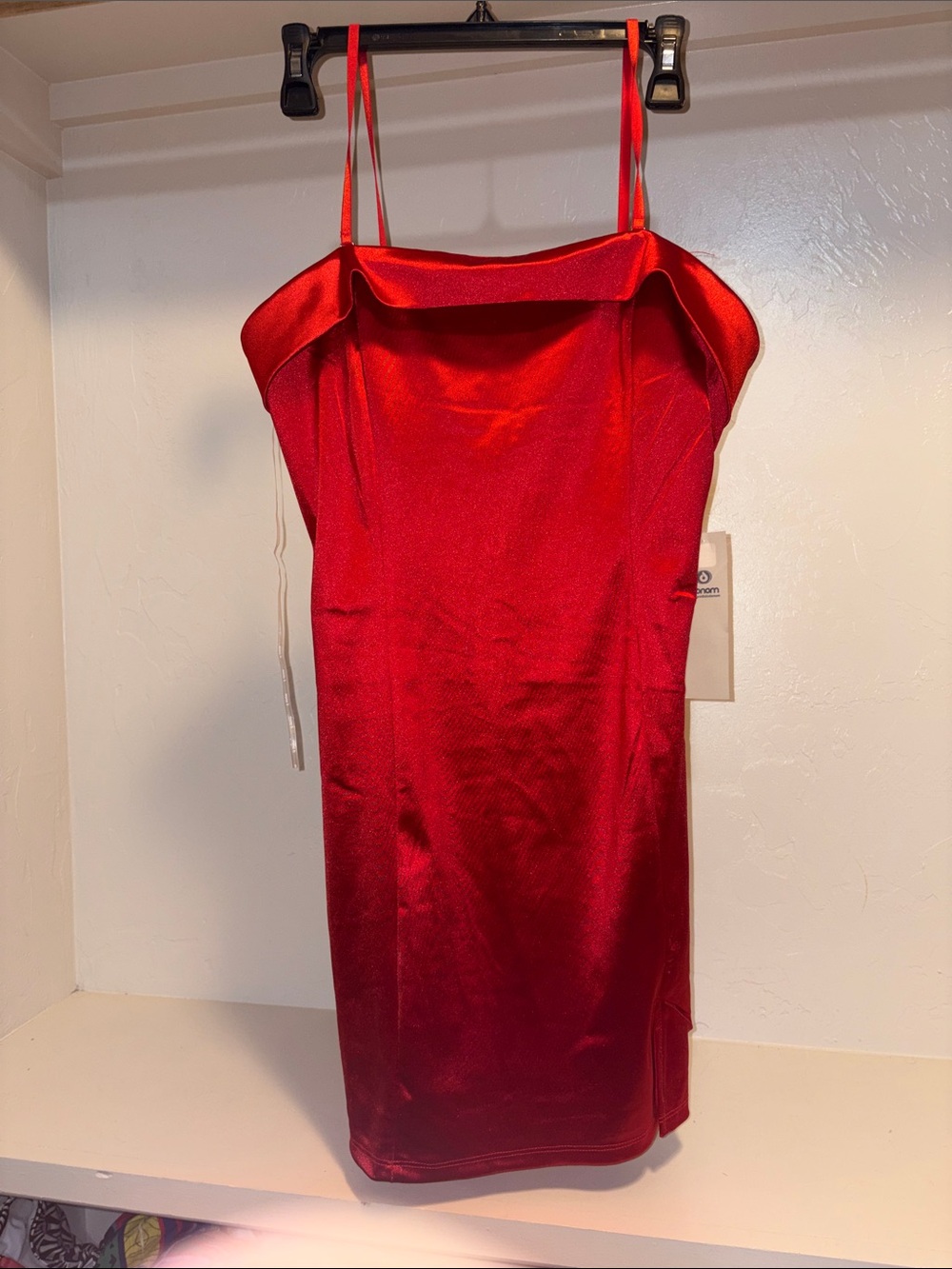 Mona B Scarlet Satin Mini Slip Dress